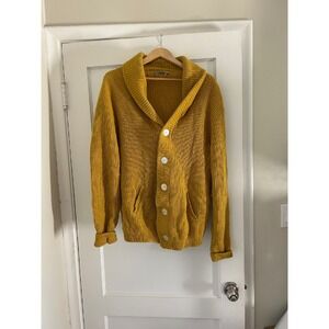 60's Bert's Women's Cardigan Sweater Size Large Knit Mustard Color Button Front
